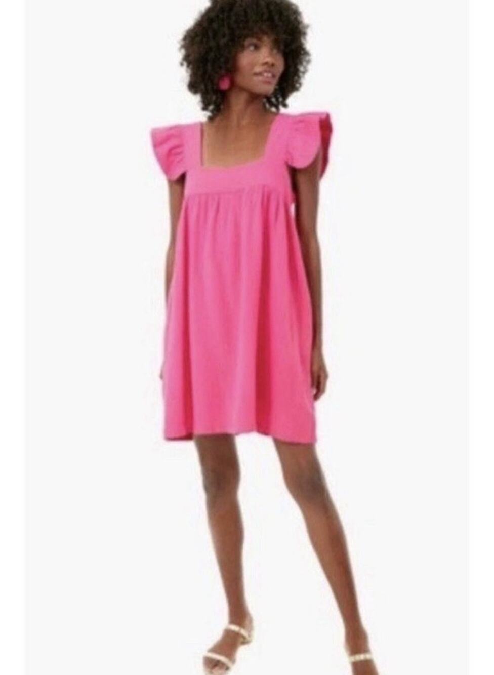 Tuckernuck Pomander Place Camellia Hazel Hot Pink Flutter Sleeve Dress XL Ac5